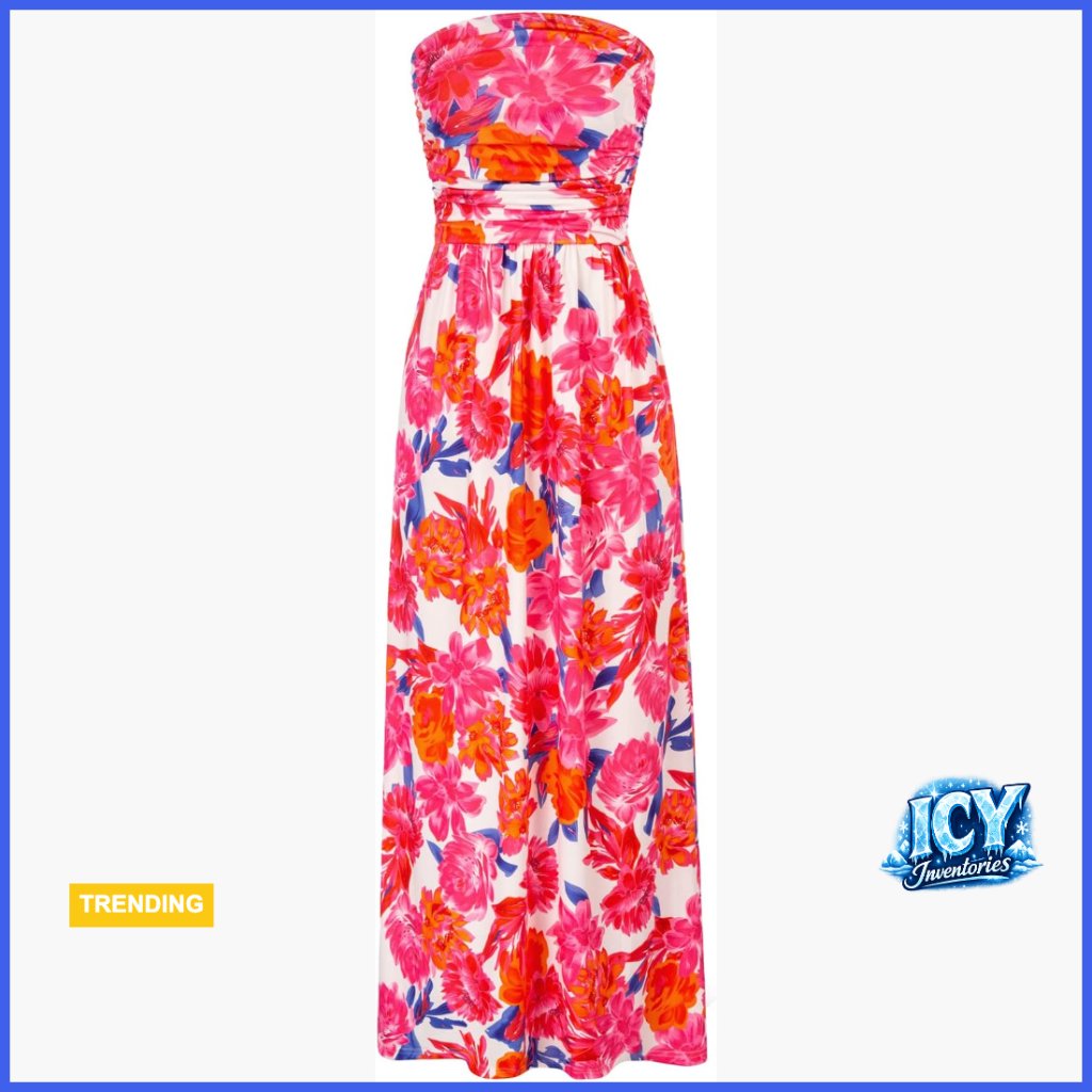 Strapless Maxi Dress With Pockets, Rayon Spandex, A-Line Formal